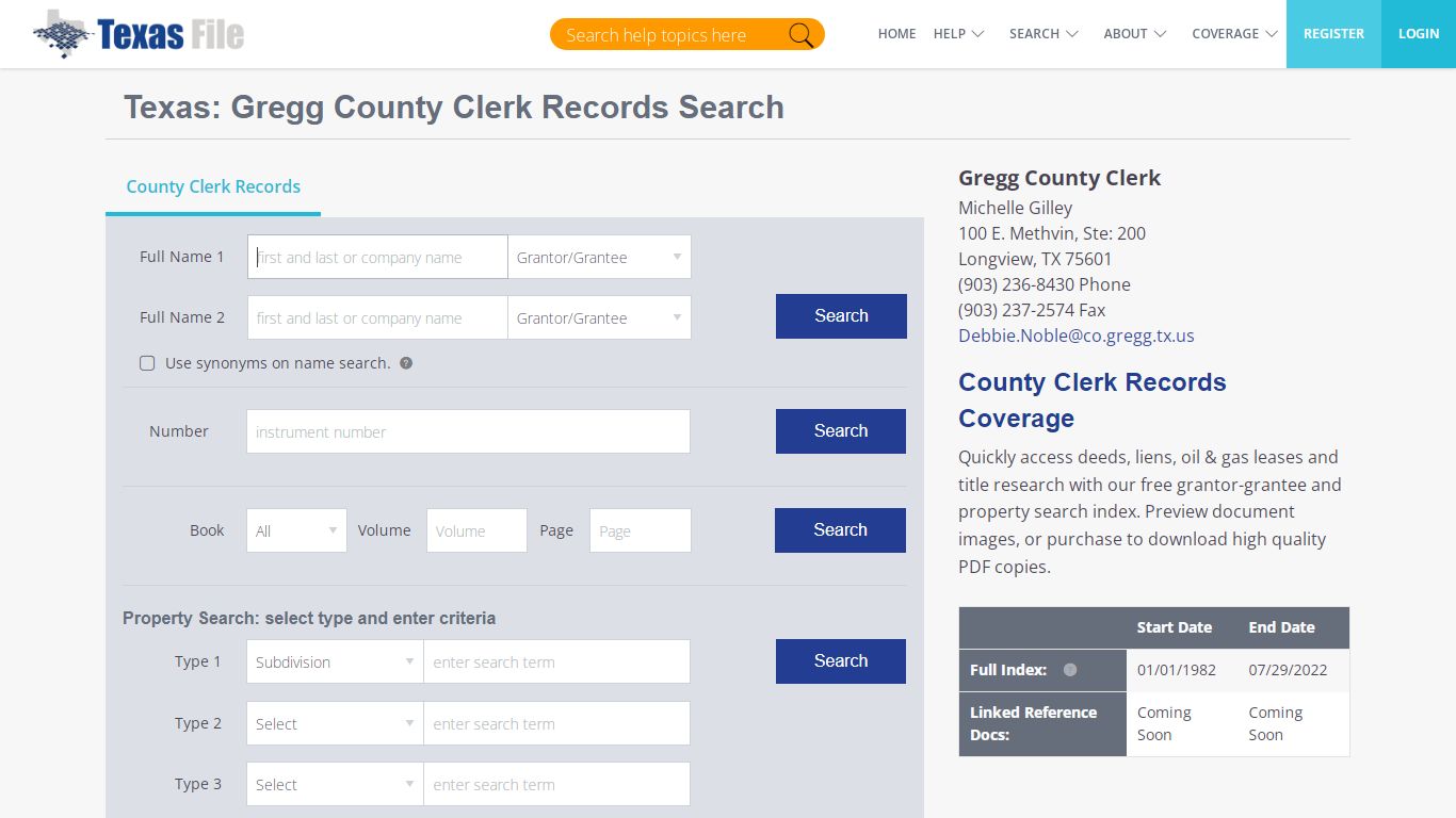 Gregg County Clerk Records Search | TexasFile